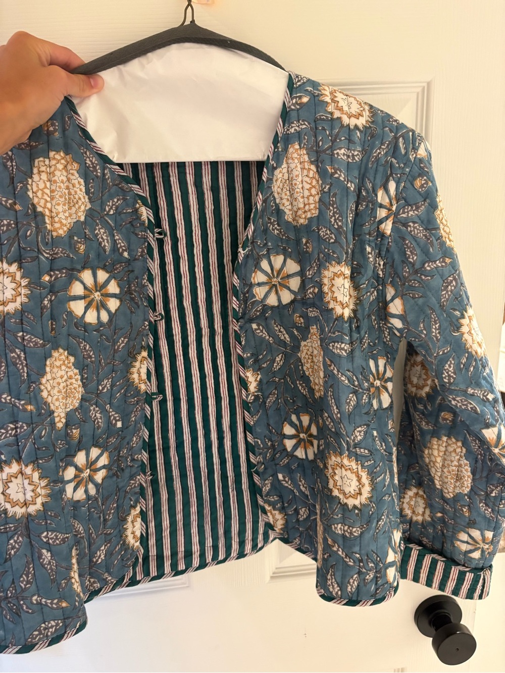 Quilted Floral Teal Jacket - Women's Jacket & Coat